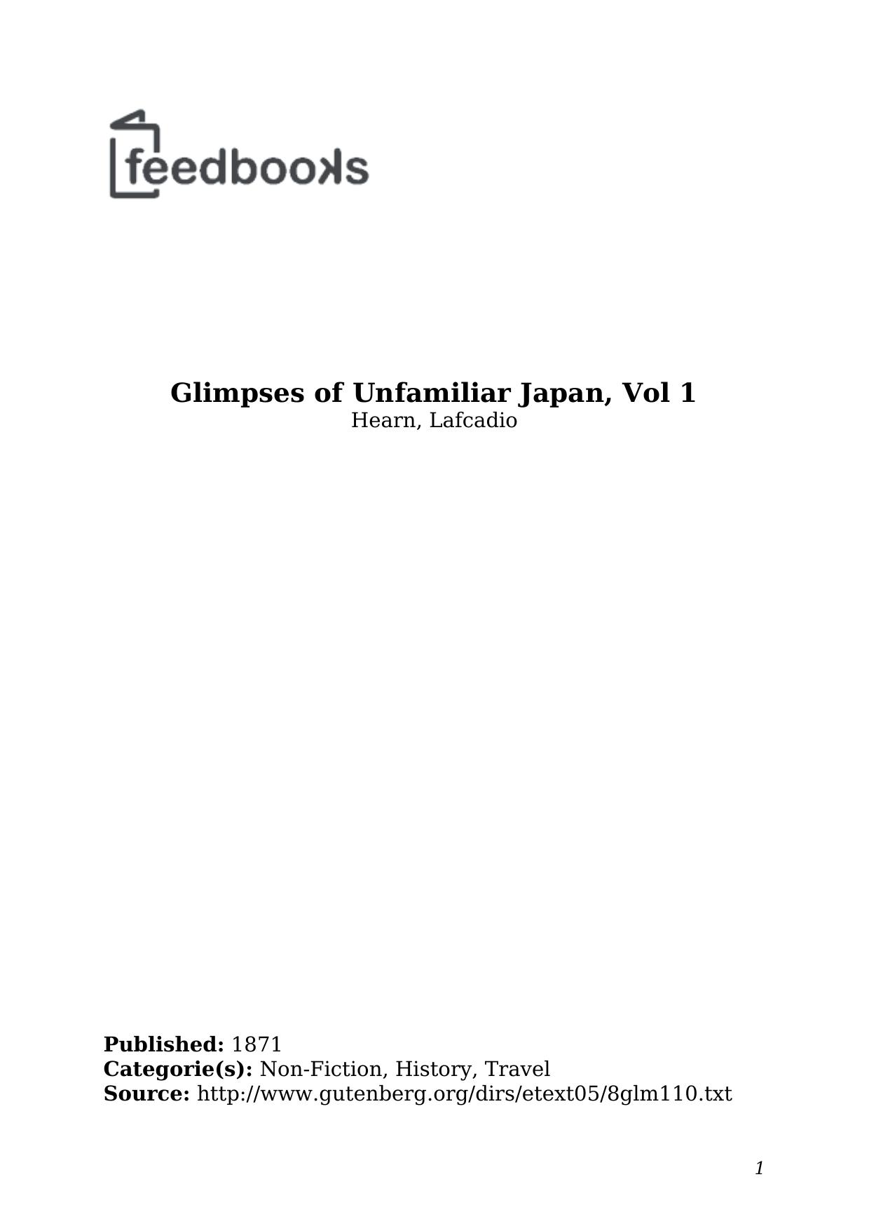 Glimpsesof Unfimiliar Japan Volume 1